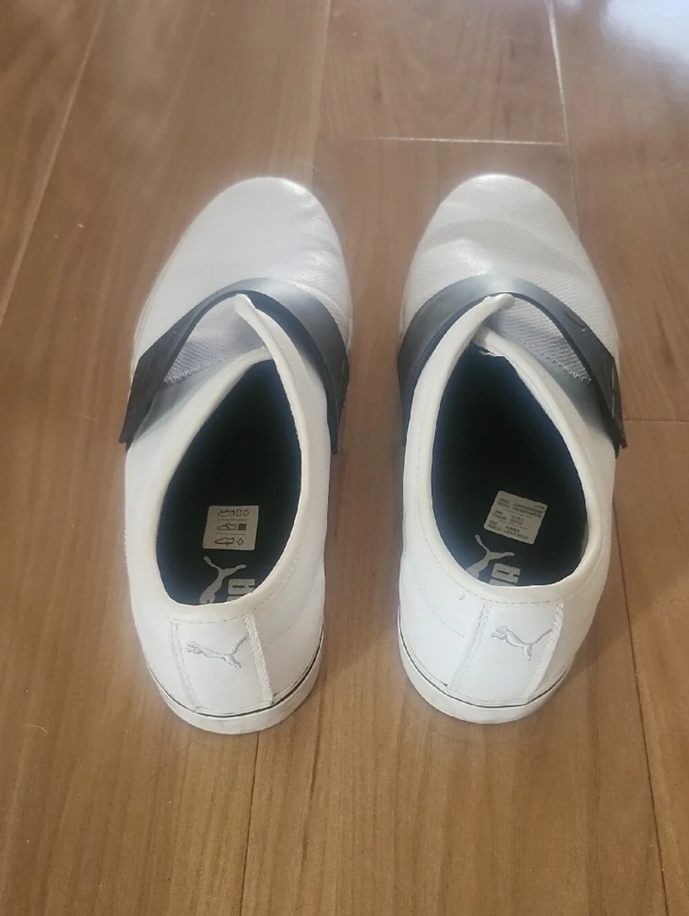 Puma White Slip-On Sneakers with Black Strap